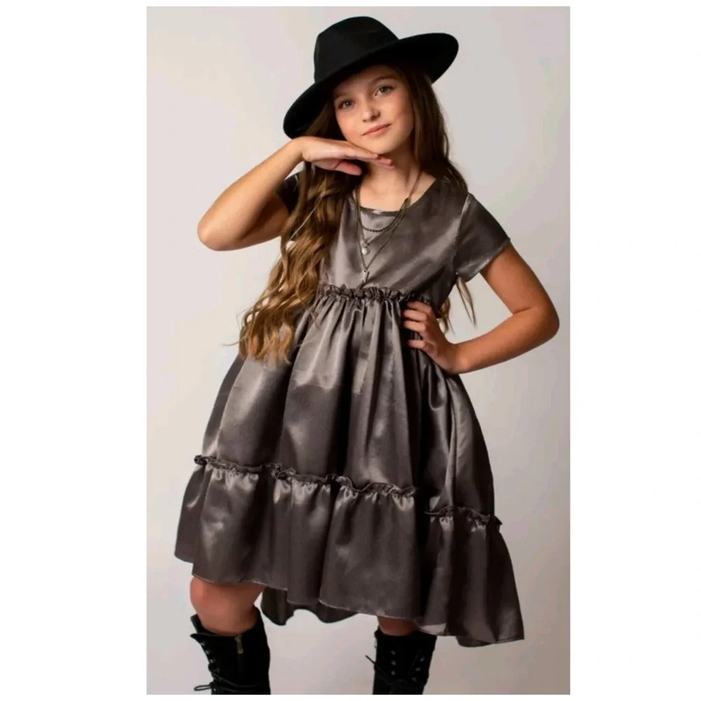 Joyfolie | Western Prairie Cottagecore Lorelei Dress Burgundy Satin | 8
